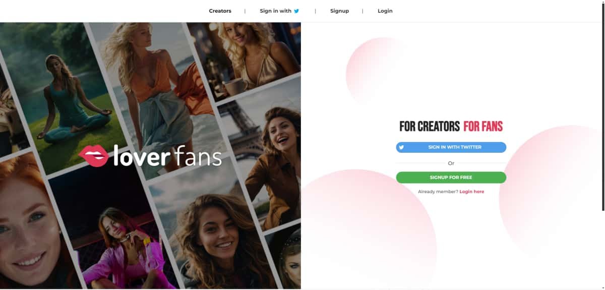 loverfans.com webpage