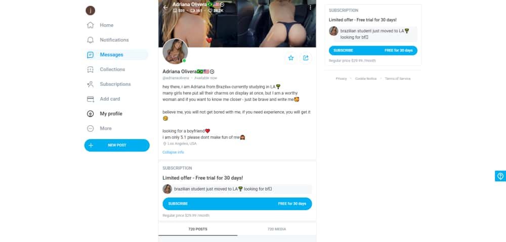 Adriana Olivera OnlyFans model page