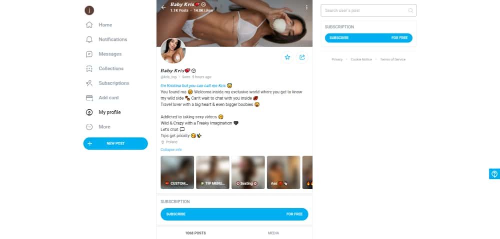 Kristina Onlyfans model - onlyfans.com webpage