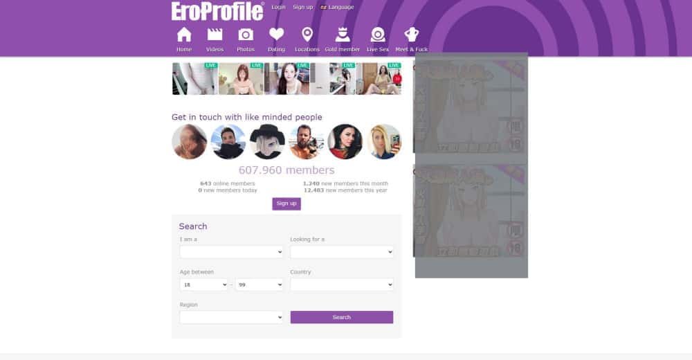EroProfile webpage - www.eroprofile.com