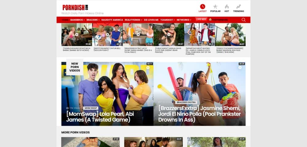 Porndish.com webpage - Watch Daily Porn Videos Online - porndish.com
